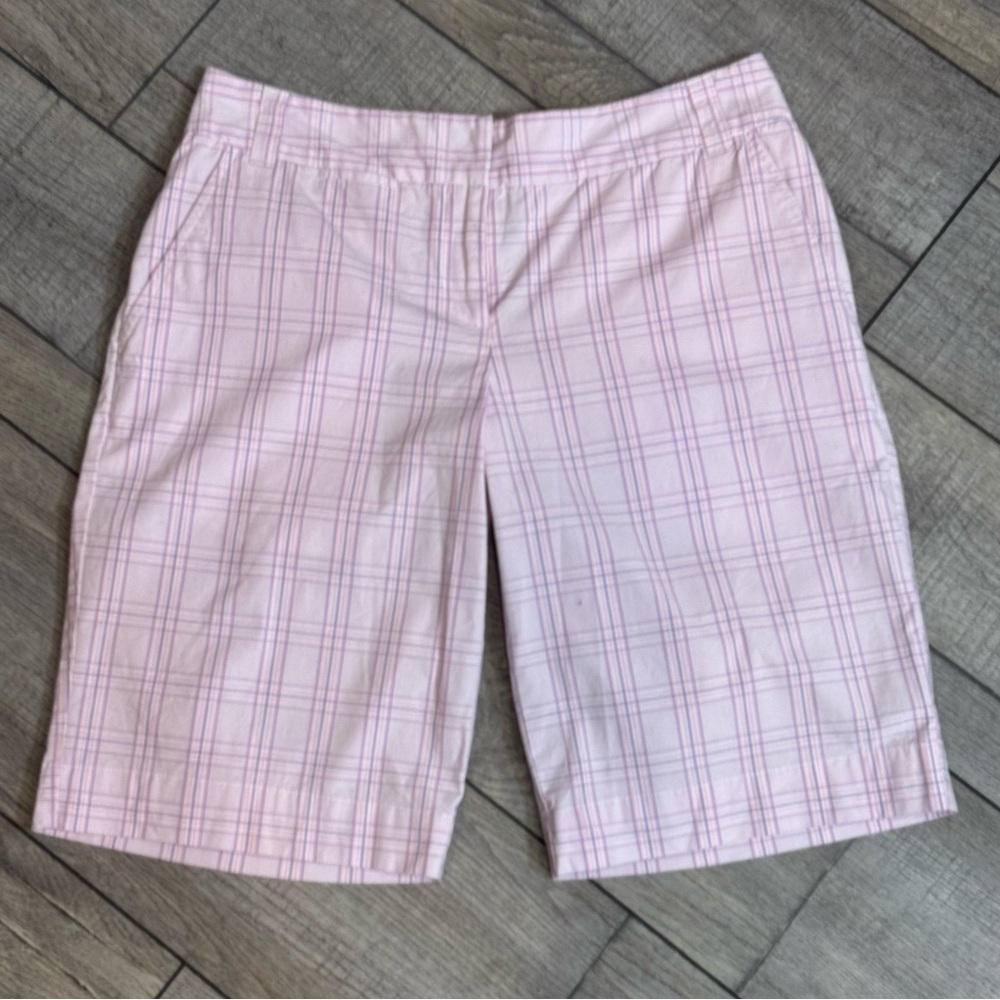 Izod Pink Plaid Cotton Blend Stretch Chino Shorts - Women's Size 2